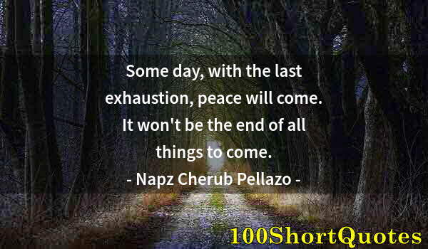 Quote by Albert Einstein: Some day, with the last exhaustion, peace will come. It won't be the end of all things to come.