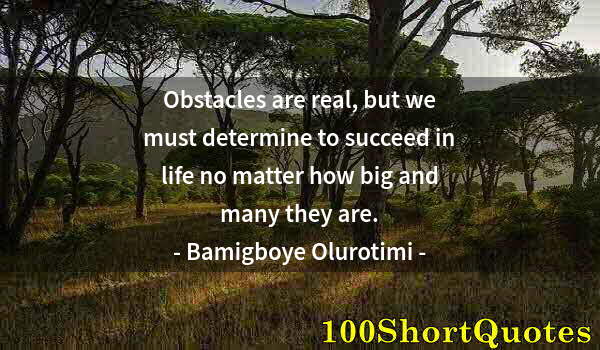 Quote by Albert Einstein: Obstacles are real, but we must determine to succeed in life no matter how big and many they are.