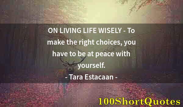 Quote by Albert Einstein: ON LIVING LIFE WISELY - To make the right choices, you have to be at peace with yourself.