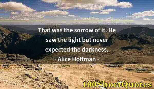 Quote by Albert Einstein: That was the sorrow of it. He saw the light but never expected the darkness.