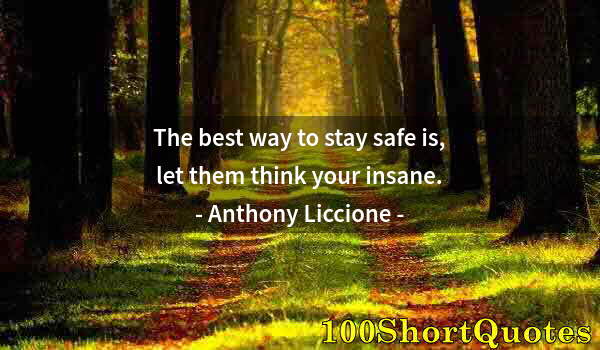 Quote by Albert Einstein: The best way to stay safe is, let them think your insane.