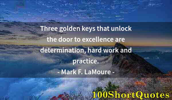 Quote by Albert Einstein: Three golden keys that unlock the door to excellence are determination, hard work and practice.