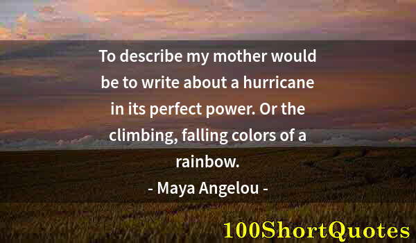 Quote by Albert Einstein: To describe my mother would be to write about a hurricane in its perfect power. Or the climbing, fal...