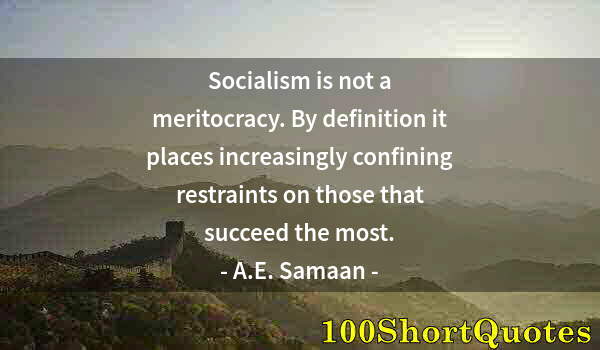 Quote by Albert Einstein: Socialism is not a meritocracy. By definition it places increasingly confining restraints on those t...