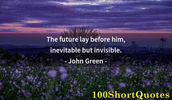 Quote by Albert Einstein: The future lay before him, inevitable but invisible.