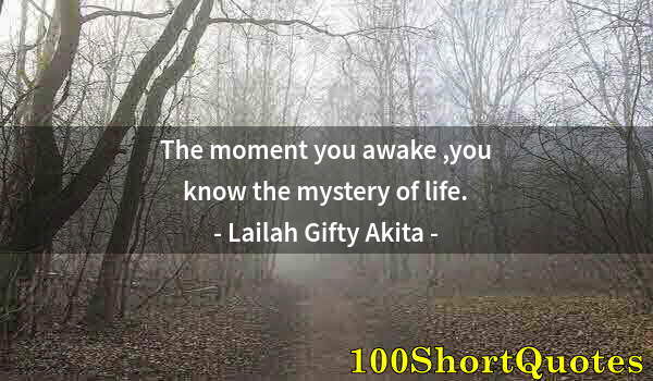 Quote by Albert Einstein: The moment you awake ,you know the mystery of life.