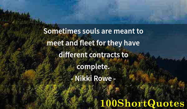 Quote by Albert Einstein: Sometimes souls are meant to meet and fleet for they have different contracts to complete.