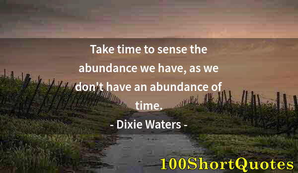 Quote by Albert Einstein: Take time to sense the abundance we have, as we don't have an abundance of time.