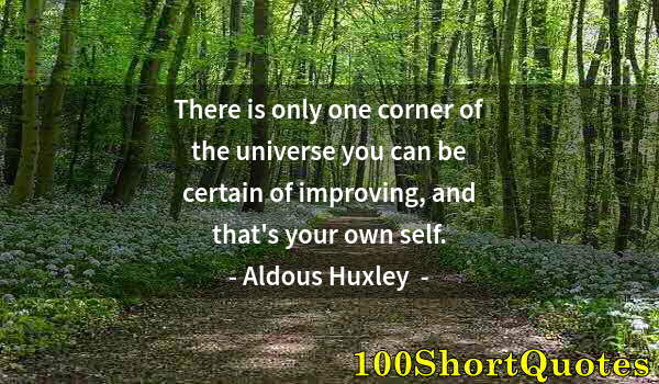 Quote by Albert Einstein: There is only one corner of the universe you can be certain of improving, and that's your own self.