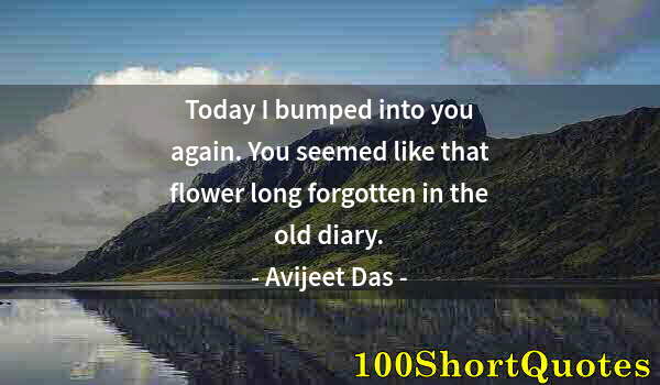 Quote by Albert Einstein: Today I bumped into you again. You seemed like that flower long forgotten in the old diary.