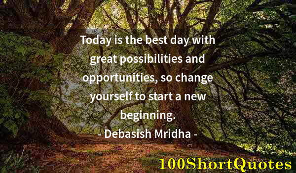 Quote by Albert Einstein: Today is the best day with great possibilities and opportunities, so change yourself to start a new ...