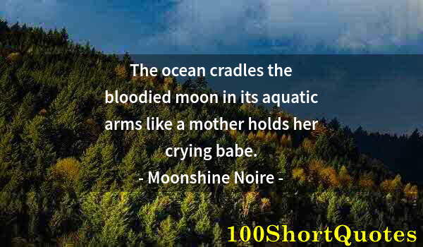 Quote by Albert Einstein: The ocean cradles the bloodied moon in its aquatic arms like a mother holds her crying babe.