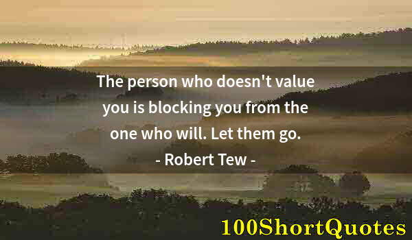 Quote by Albert Einstein: The person who doesn't value you is blocking you from the one who will. Let them go.