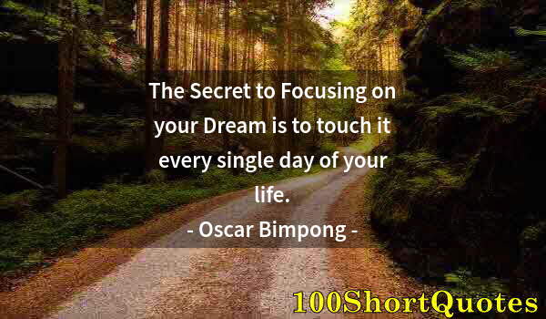 Quote by Albert Einstein: The Secret to Focusing on your Dream is to touch it every single day of your life.