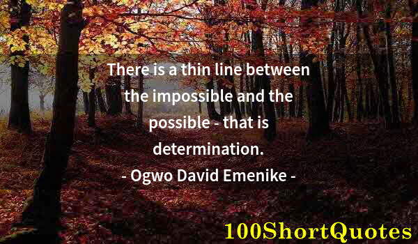 Quote by Albert Einstein: There is a thin line between the impossible and the possible - that is determination.