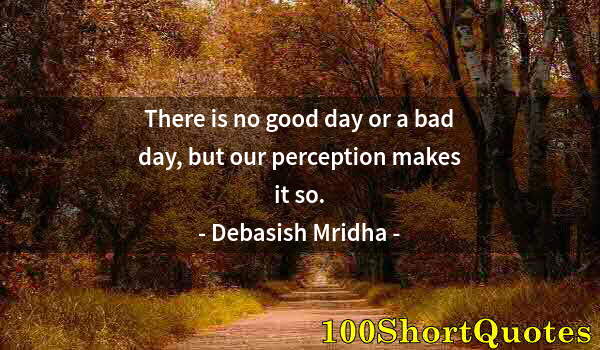 Quote by Albert Einstein: There is no good day or a bad day, but our perception makes it so.