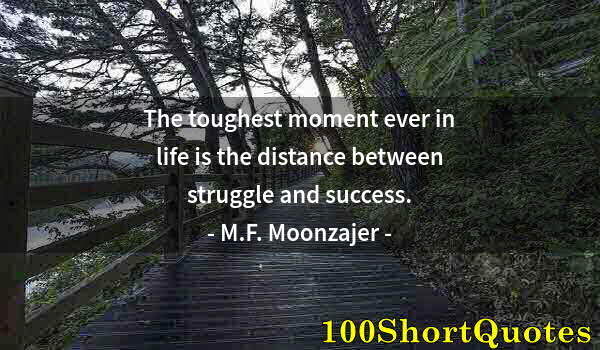 Quote by Albert Einstein: The toughest moment ever in life is the distance between struggle and success.