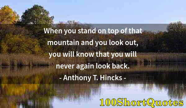 Quote by Albert Einstein: When you stand on top of that mountain and you look out, you will know that you will never again loo...