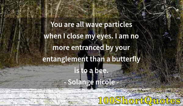 Quote by Albert Einstein: You are all wave particles when I close my eyes. I am no more entranced by your entanglement than a ...