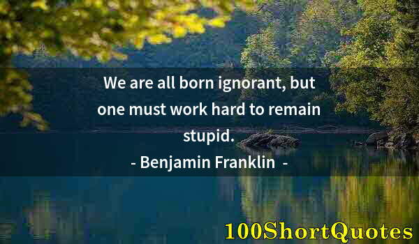 Quote by Albert Einstein: We are all born ignorant, but one must work hard to remain stupid.