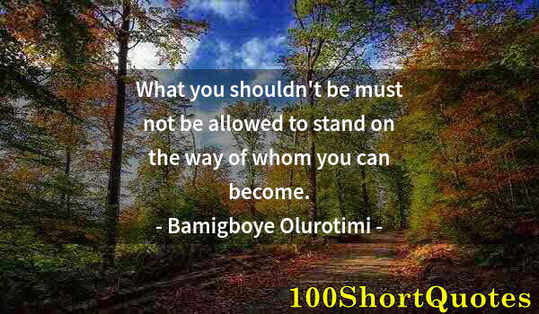 Quote by Albert Einstein: What you shouldn't be must not be allowed to stand on the way of whom you can become.