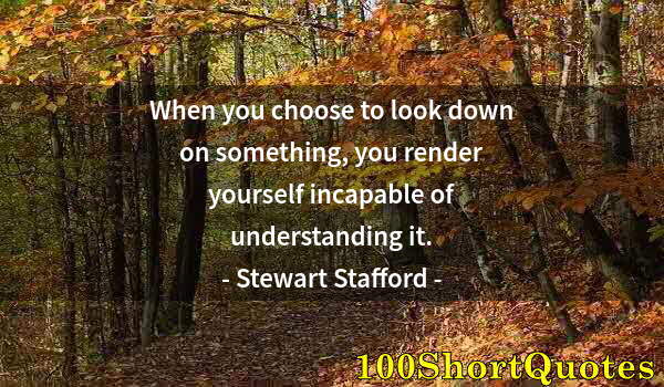 Quote by Albert Einstein: When you choose to look down on something, you render yourself incapable of understanding it.