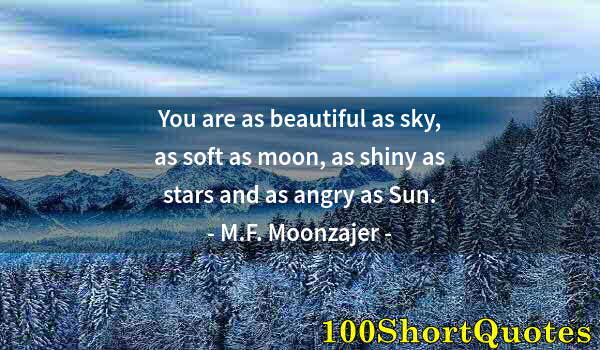 Quote by Albert Einstein: You are as beautiful as sky, as soft as moon, as shiny as stars and as angry as Sun.