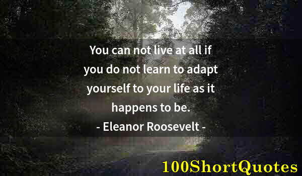 Quote by Albert Einstein: You can not live at all if you do not learn to adapt yourself to your life as it happens to be.