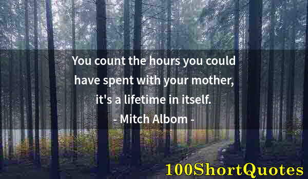 Quote by Albert Einstein: You count the hours you could have spent with your mother, it's a lifetime in itself.