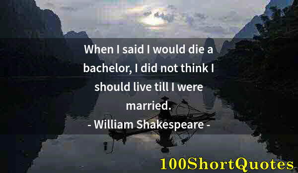 Quote by Albert Einstein: When I said I would die a bachelor, I did not think I should live till I were married.