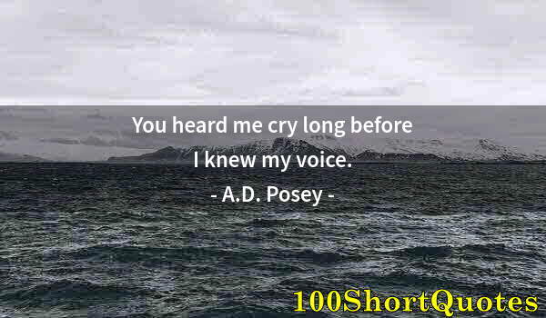 Quote by Albert Einstein: You heard me cry long before I knew my voice.