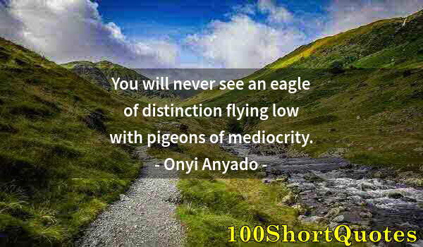 Quote by Albert Einstein: You will never see an eagle of distinction flying low with pigeons of mediocrity.