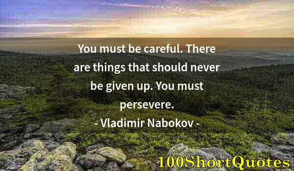 Quote by Albert Einstein: You must be careful. There are things that should never be given up. You must persevere.