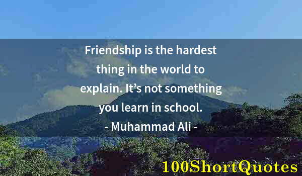 Quote by Albert Einstein: Friendship is the hardest thing in the world to explain. It’s not something you learn in school.