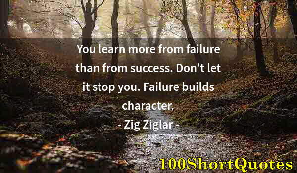 Quote by Albert Einstein: You learn more from failure than from success. Don’t let it stop you. Failure builds character.