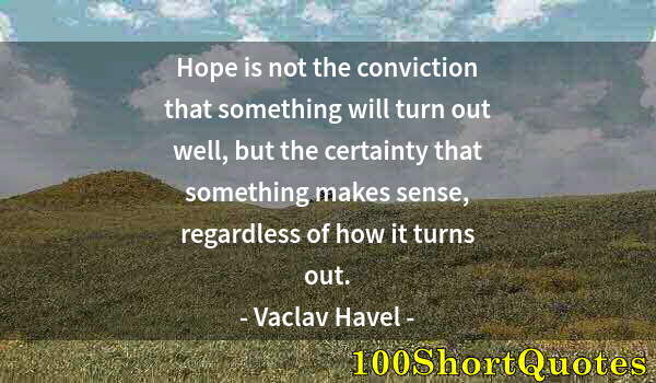 Quote by Albert Einstein: Hope is not the conviction that something will turn out well, but the certainty that something makes...