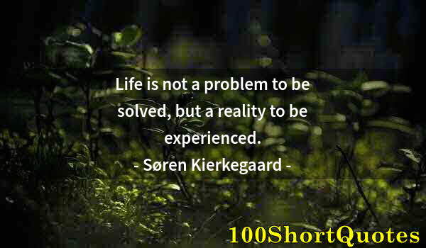 Quote by Albert Einstein: Life is not a problem to be solved, but a reality to be experienced.