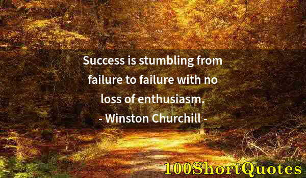 Quote by Albert Einstein: Success is stumbling from failure to failure with no loss of enthusiasm.