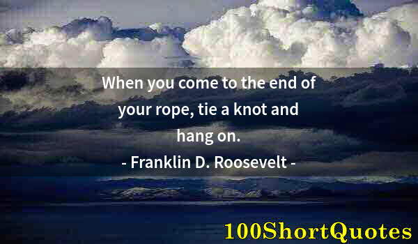 Quote by Albert Einstein: When you come to the end of your rope, tie a knot and hang on.