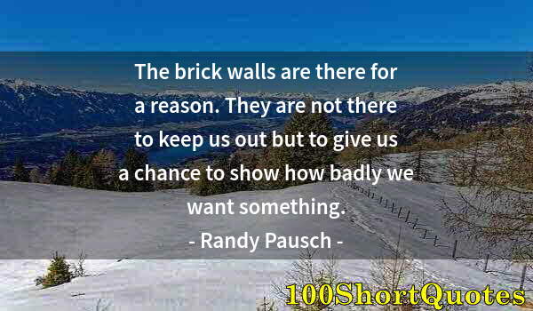 Quote by Albert Einstein: The brick walls are there for a reason. They are not there to keep us out but to give us a chance to...