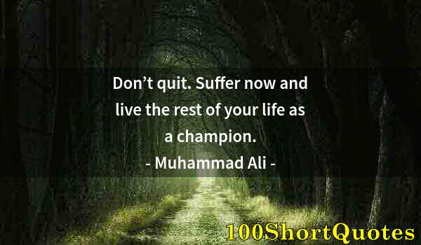 Quote by Albert Einstein: Don’t quit. Suffer now and live the rest of your life as a champion.