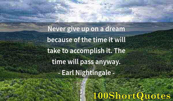 Quote by Albert Einstein: Never give up on a dream because of the time it will take to accomplish it. The time will pass anywa...