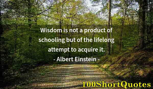 Quote by Albert Einstein: Wisdom is not a product of schooling but of the lifelong attempt to acquire it.