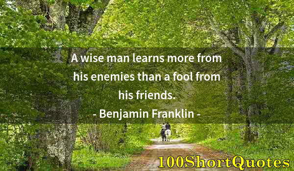 Quote by Albert Einstein: A wise man learns more from his enemies than a fool from his friends.