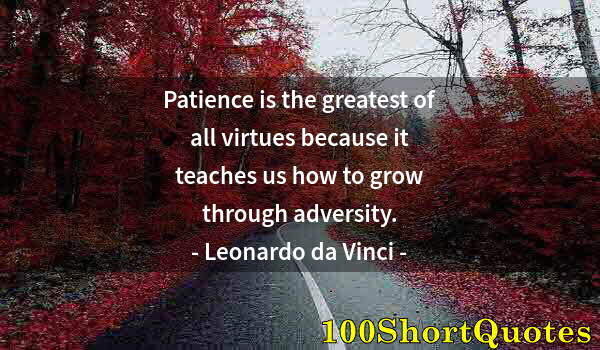 Quote by Albert Einstein: Patience is the greatest of all virtues because it teaches us how to grow through adversity.