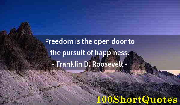 Quote by Albert Einstein: Freedom is the open door to the pursuit of happiness.