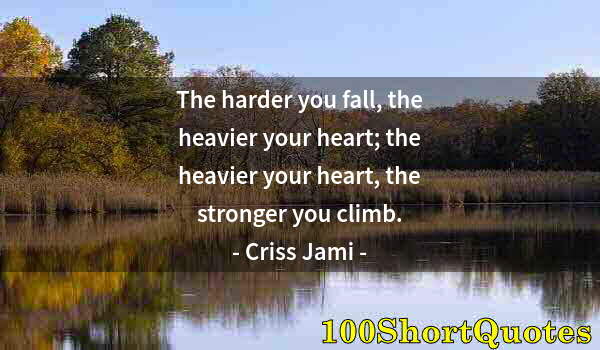 Quote by Albert Einstein: The harder you fall, the heavier your heart; the heavier your heart, the stronger you climb.