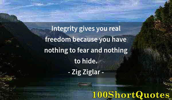 Quote by Albert Einstein: Integrity gives you real freedom because you have nothing to fear and nothing to hide.