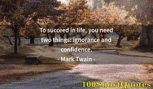 Quote by Albert Einstein: To succeed in life, you need two things: ignorance and confidence.