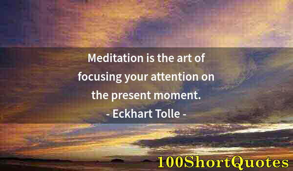 Quote by Albert Einstein: Meditation is the art of focusing your attention on the present moment.